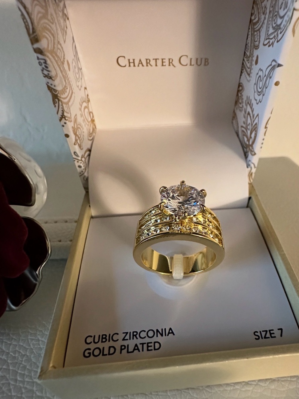 Charter Club Gold-Plated Ring Set with Clear Center Stone